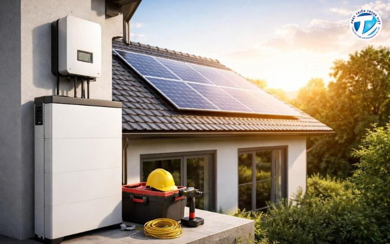 Thiết bị điện mặt trời và hệ thống lưu trữ điện.
